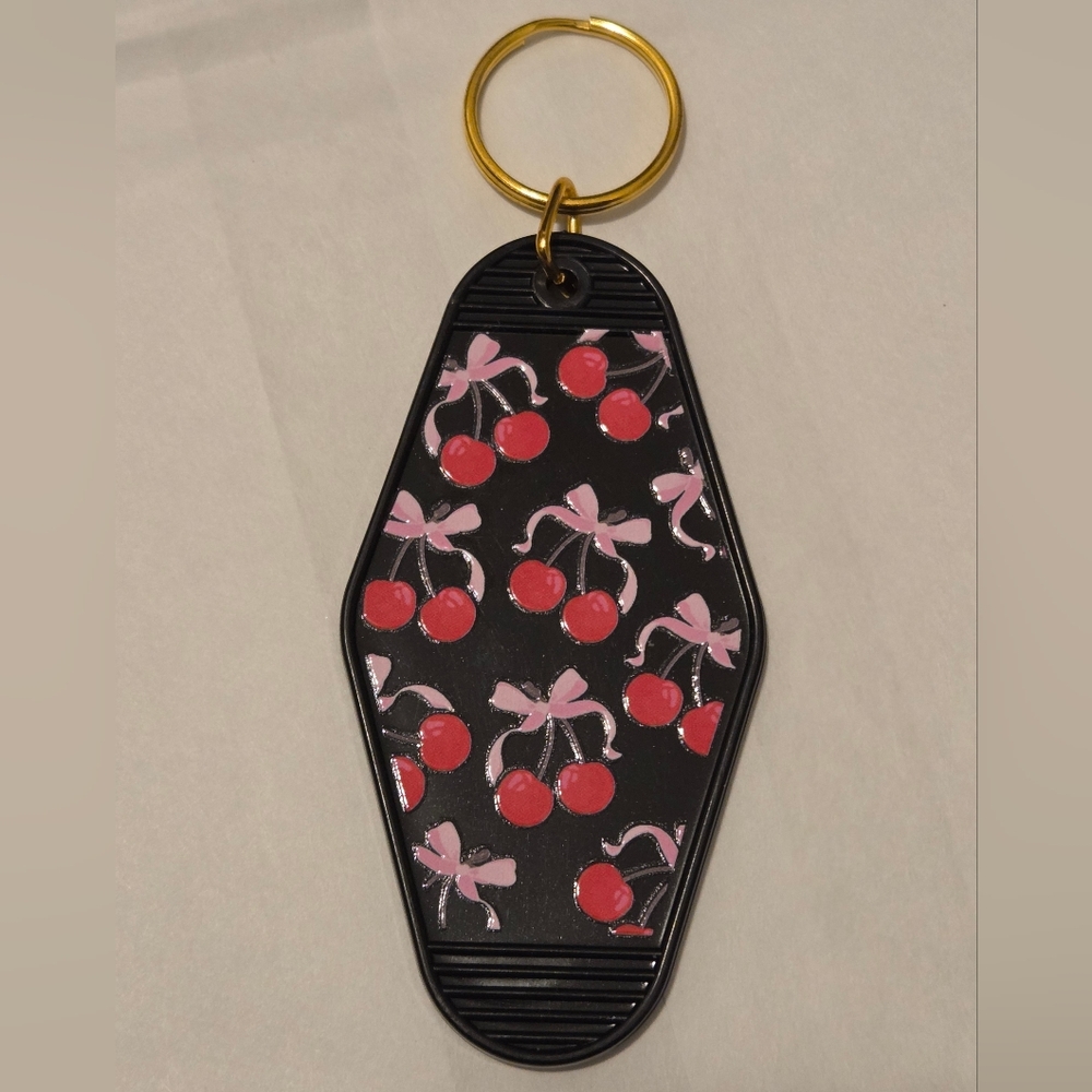 Hand Crafted Cherry Design Key Holder with Gold Ring
